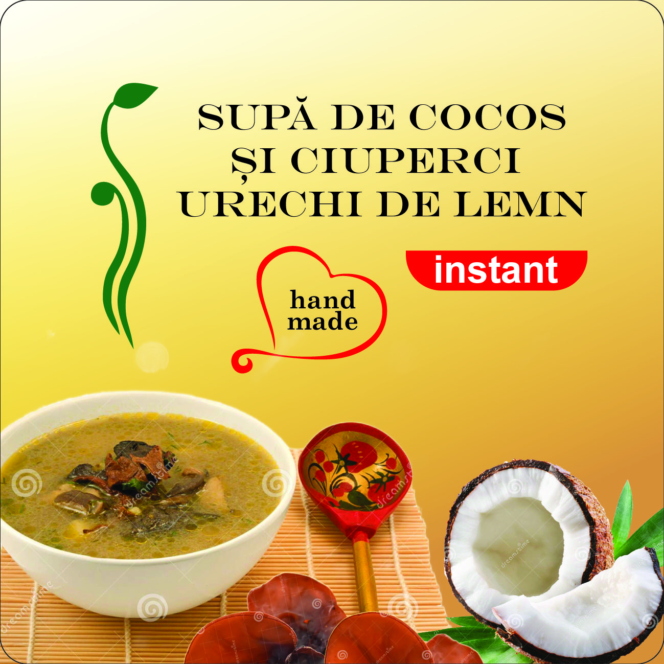 Supă de COCOS și CIUPERCI URECHI DE LEMN